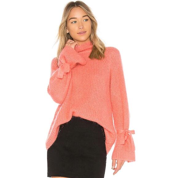 EUC Bow Tie sleeves oversized mohair turtleneck sweater ribbed green sz: S - Picture 2 of 14